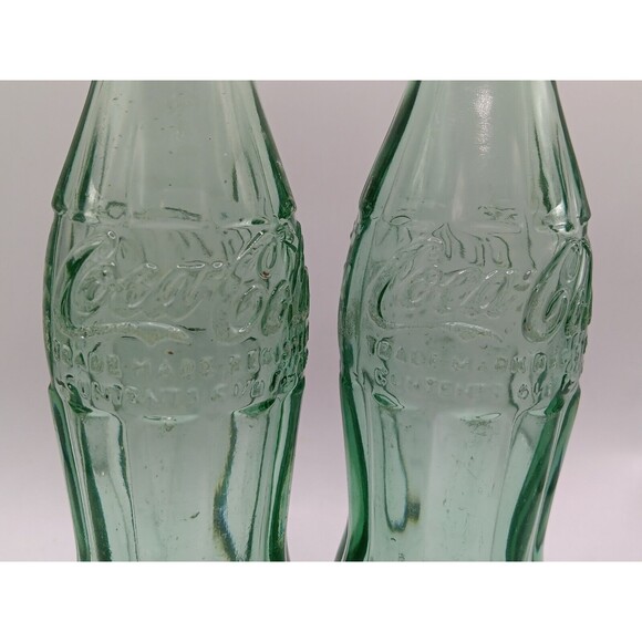 2) Coca Cola Vintage Soda Bottles Green Glass Easton MD & Havre De Grace USA Cap - Picture 3 of 14